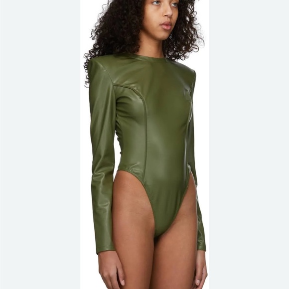 Ivy Park Olive Green Faux Leather Bodysuit - Picture 2 of 6